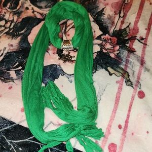 Green Scarf with Snowflake Accent